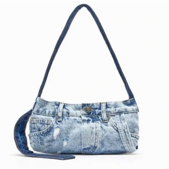 ZARA PATCHWORK DENIM SHOULDER BAG